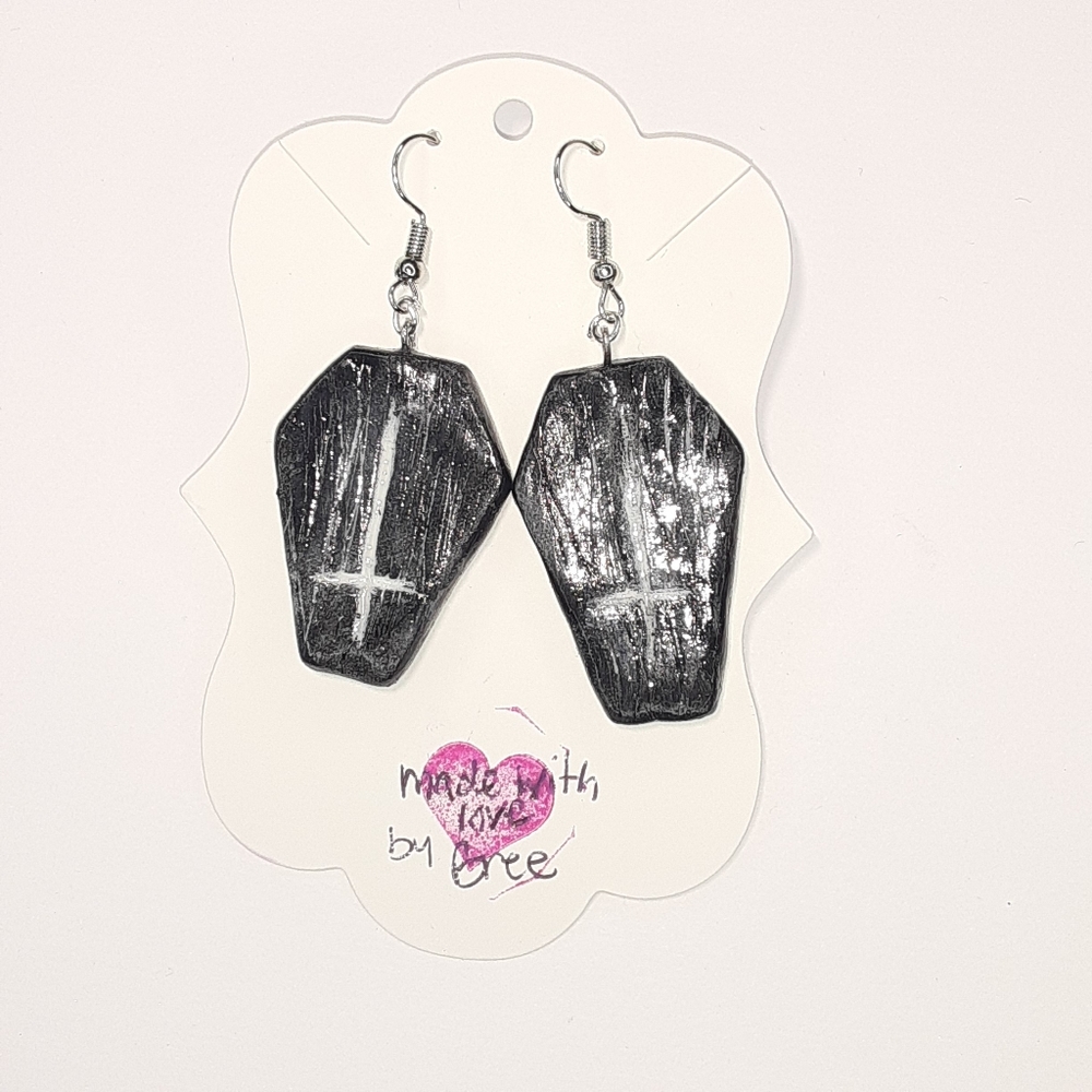 Inverted cross coffin earrings